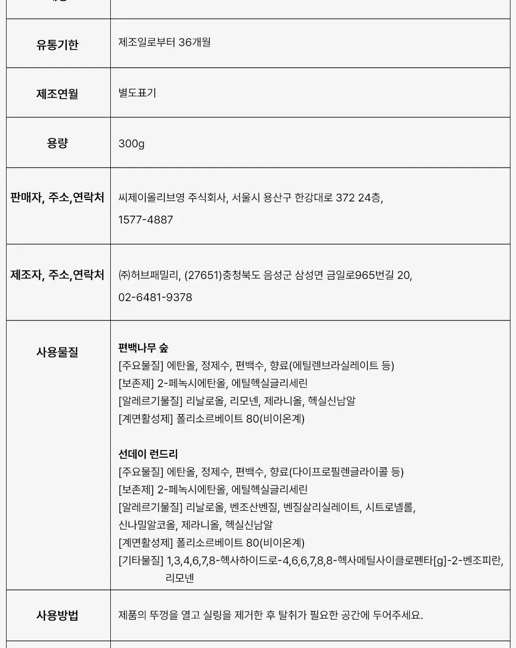[NEW신상] 라운드어라운드 편백 클린 고체 탈취제 300g 2종 상세페이지 19